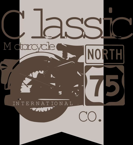 Classic Motorcycle Sticker 10x10 cmRenkli Sticker ürün görseli 1