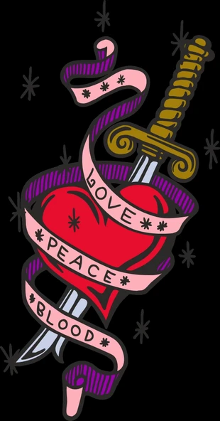 Love Peace Blood Sticker 10x10 cmRenkli Sticker ürün görseli 1