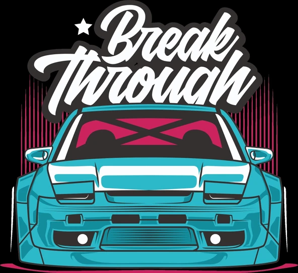 Break Through Araba Sticker 10x10 cmRenkli Sticker ürün görseli 1