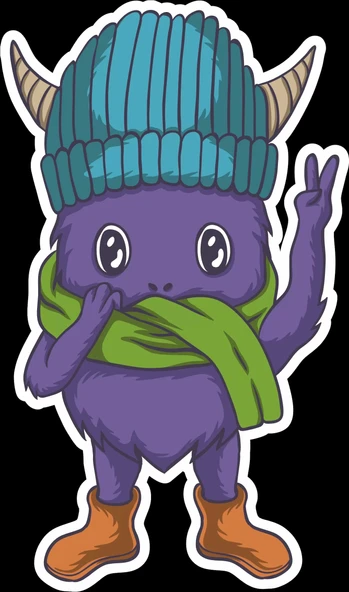 Sevimli Mor Canavar Sticker 10x10 cmRenkli Sticker ürün görseli 1