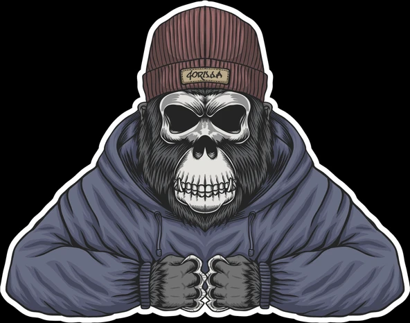 Bereli Goril Sticker 10x10 cmRenkli Sticker ürün görseli 1