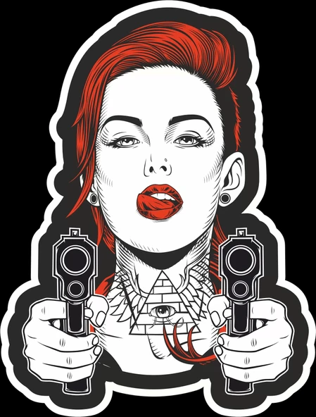 Kırmızı Kadın Sticker 10x10 cmRenkli Sticker ürün görseli 1