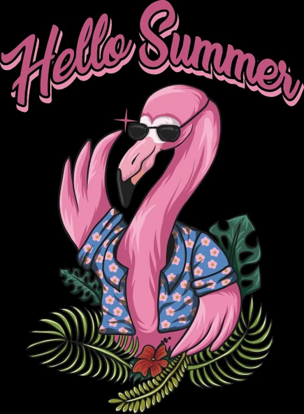 Hello Summer Flamingo Sticker 10x10 cmRenkli Sticker ürün görseli 1