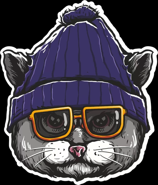 Bereli Kedi Sticker 10x10 cmRenkli Sticker ürün görseli 1