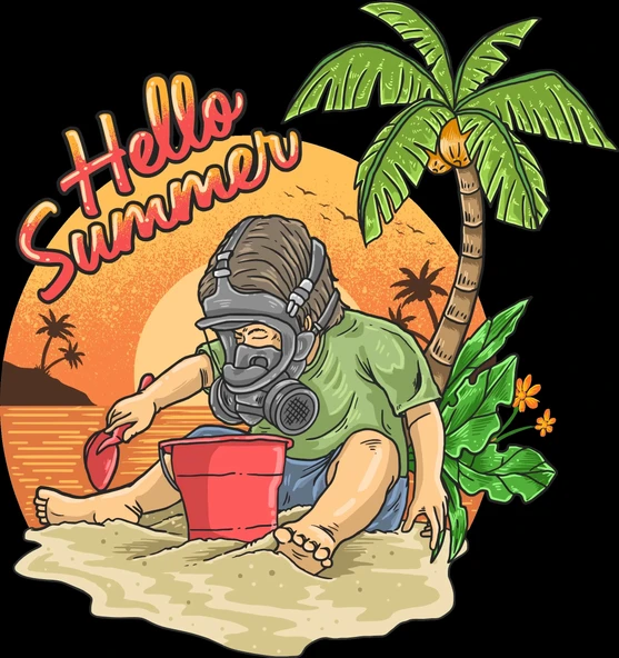 Hello Summer Sticker 10x10 cmRenkli Sticker ürün görseli 1