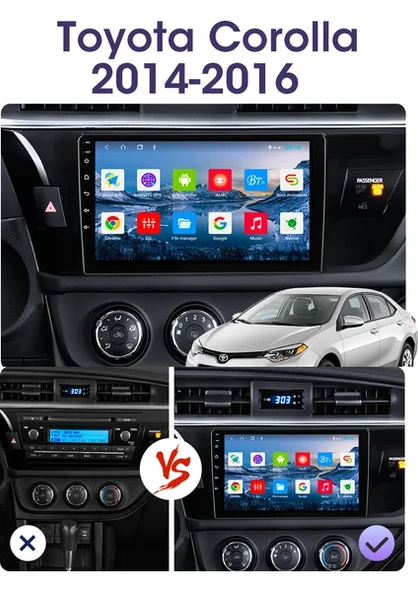 For-x Toyota COROLLA(2014-2016)-10.1'' ANDROİD-4GB/64GB-ÖN Kayıt Kamera Dvr-Kablosuz Car Play-Harici Mikrofon-Wifi-Bt-Fm-Mp3-Mp5-Hd Kamera Hediye ürün görseli 1