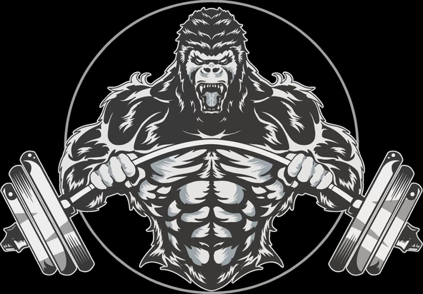 Halter Kaldıran Goril Sticker 10x10 cmRenkli Sticker ürün görseli 1