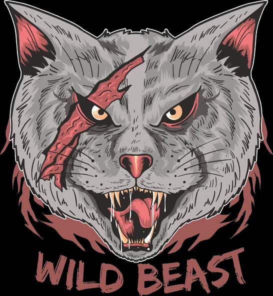 Wild Beast Kedi Sticker 10x10 cmRenkli Sticker ürün görseli 1