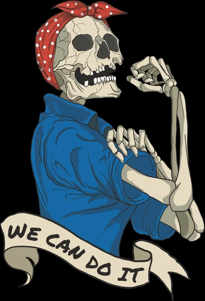 iskelet Kadın Sticker 10x10 cmRenkli Sticker ürün görseli 1