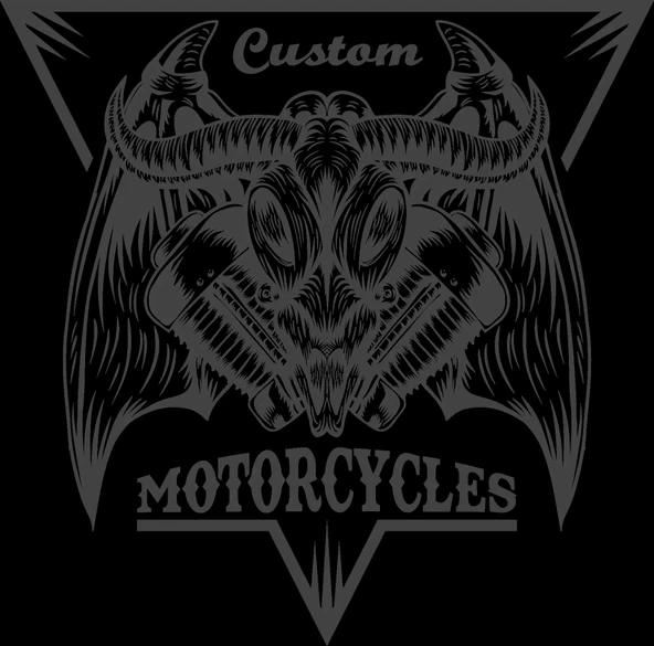 Custom Motorcycle Kanatlı Sticker 10x10 cmRenkli Sticker ürün görseli 1