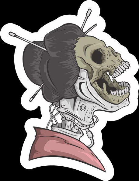 Mekanik Kadın İskelet Sticker 10x10 cmRenkli Sticker ürün görseli 1