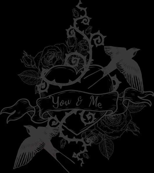 You & Me Kalp Sticker 10x10 cmRenkli Sticker ürün görseli 1