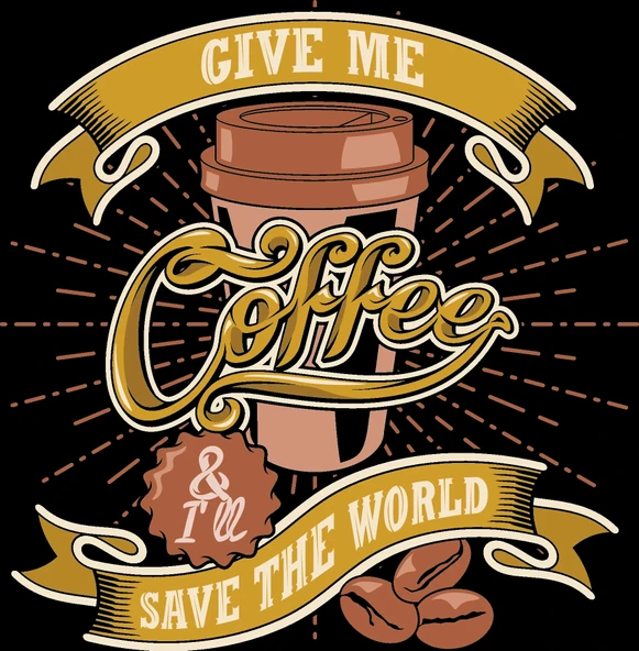 Give Me Coffe Sticker 10x10 cmRenkli Sticker ürün görseli 1
