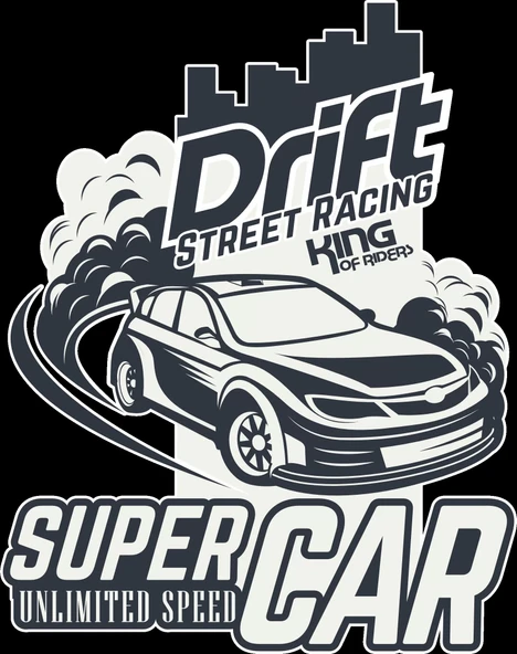 Drift Street Racing Sticker 10x10 cmRenkli Sticker ürün görseli 1