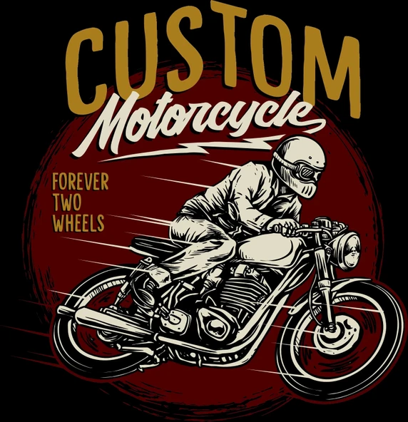 Custom Motorcycle Sticker 10x10 cmRenkli Sticker ürün görseli 1