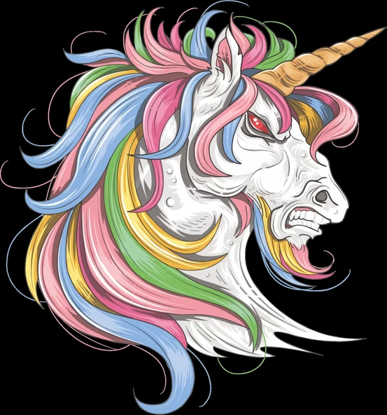 Kızgın Unicorn Sticker 10x10 cmRenkli Sticker ürün görseli 1