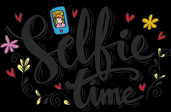 Selfie Time Sticker 10x10 cmRenkli Sticker ürün görseli 1