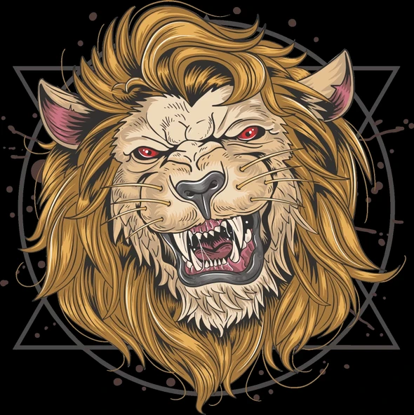 Kızgın Aslan Sticker 10x10 cmRenkli Sticker ürün görseli 1
