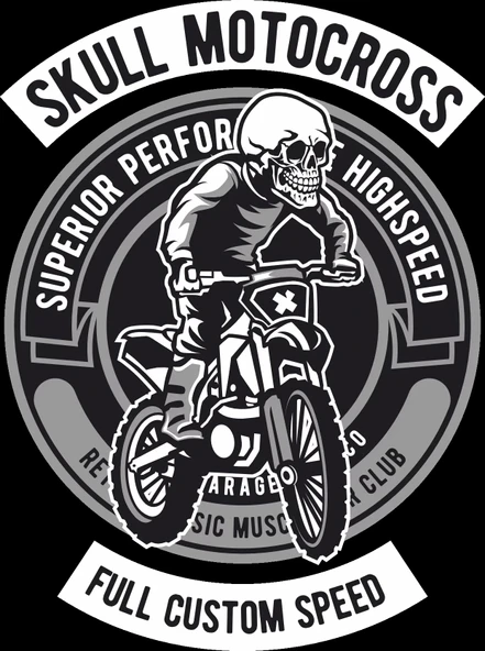 Skull Motocross Sticker 10x10 cmRenkli Sticker ürün görseli 1