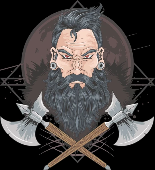 Viking ve Baltalar Sticker 10x10 cmRenkli Sticker ürün görseli 1