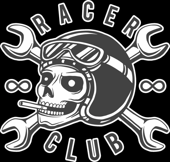 Racer Club Kurukafa Sticker 10x10 cmRenkli Sticker ürün görseli 1