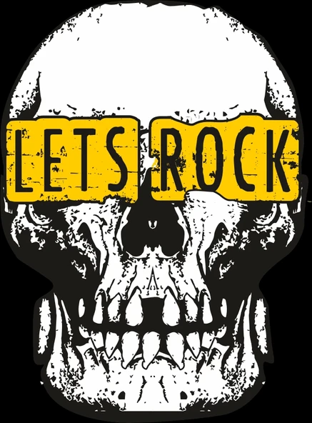 Lets Rock Kurukafa Sticker 10x10 cmRenkli Sticker ürün görseli 1