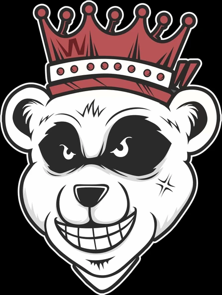 Kral Panda Sticker 10x10 cmRenkli Sticker ürün görseli 1