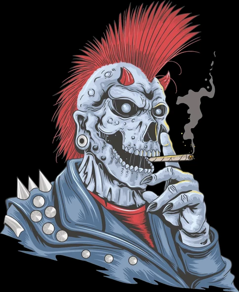 Punk İskelet Sticker 10x10 cmRenkli Sticker ürün görseli 1