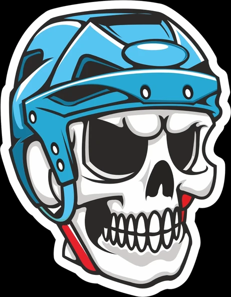 Kask Giymiş iskelet Sticker 10x10 cmRenkli Sticker ürün görseli 1