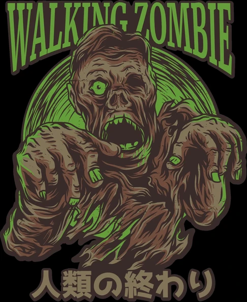 Walking Zombie Sticker 10x10 cmRenkli Sticker ürün görseli 1