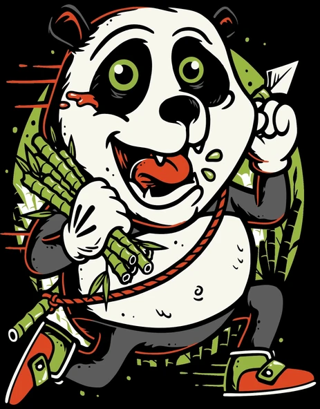 Bambu ve Panda Sticker 10x10 cmRenkli Sticker ürün görseli 1