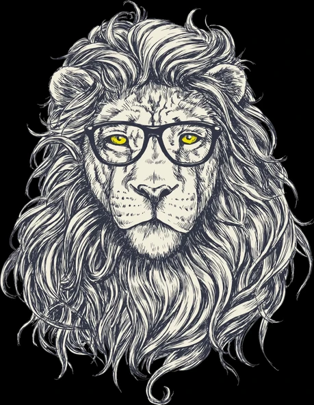 Gözlüklü Aslan Sticker 10x10 cmRenkli Sticker ürün görseli 1