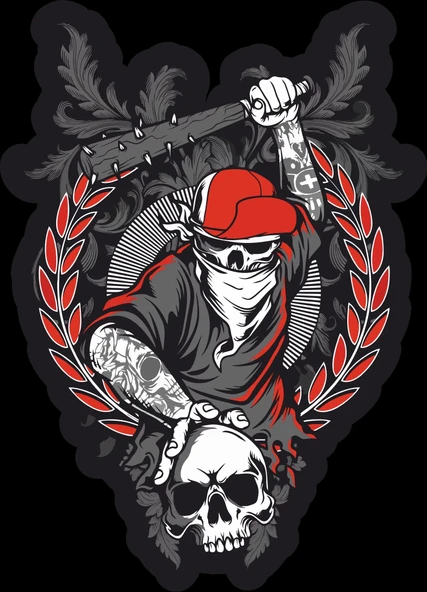 Kurukafalar Sticker 10x10 cmRenkli Sticker ürün görseli 1