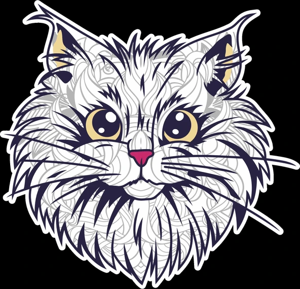 Sevimli Kedi Sticker 10x10 cmRenkli Sticker ürün görseli 1