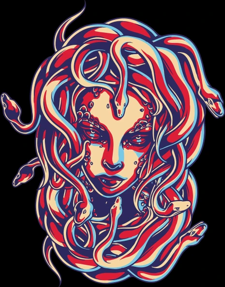 Medusa Sticker 10x10 cmRenkli Sticker ürün görseli 1