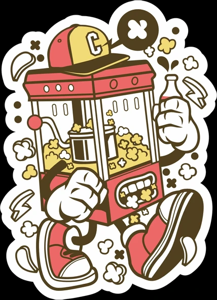 Mısır Makinesi Sticker 10x10 cmRenkli Sticker ürün görseli 1