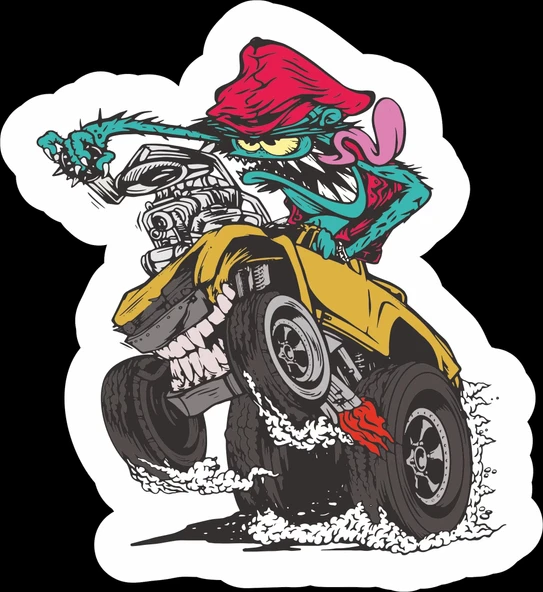 Kamyon Süren Zombi Sticker 10x10 cmRenkli Sticker ürün görseli 1