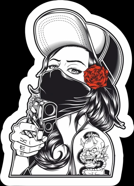 Soyguncu Kad?n Sticker 10x10 cmRenkli Sticker ürün görseli 1