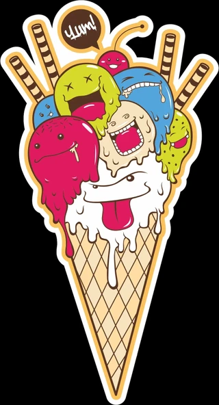 Dondurma Sticker 10x10 cmRenkli Sticker ürün görseli 1