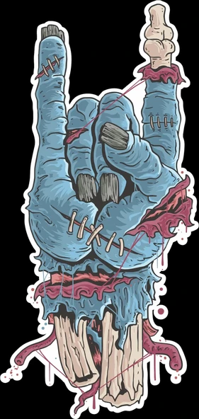 Rockcı Zombi 2 Sticker 10x10 cmRenkli Sticker ürün görseli 1