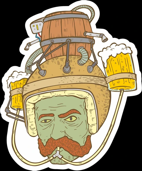 Bira İçen Adam Sticker 10x10 cmRenkli Sticker ürün görseli 1