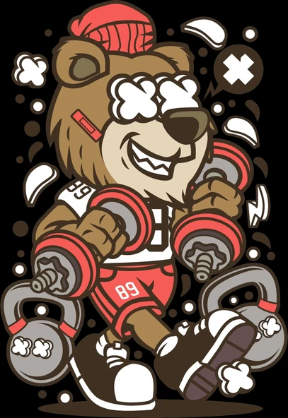 Sporcu Ayı Sticker 10x10 cmRenkli Sticker ürün görseli 1