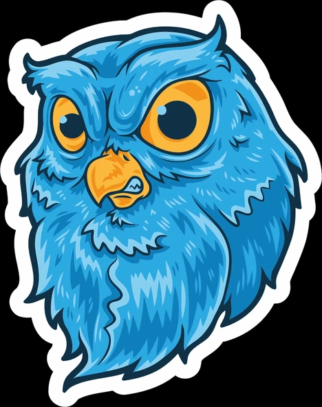 Mavi Baykuş Sticker 10x10 cmRenkli Sticker ürün görseli 1