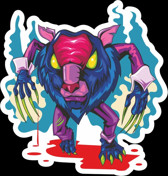 Zombi Domuz Sticker 10x10 cmRenkli Sticker ürün görseli 1
