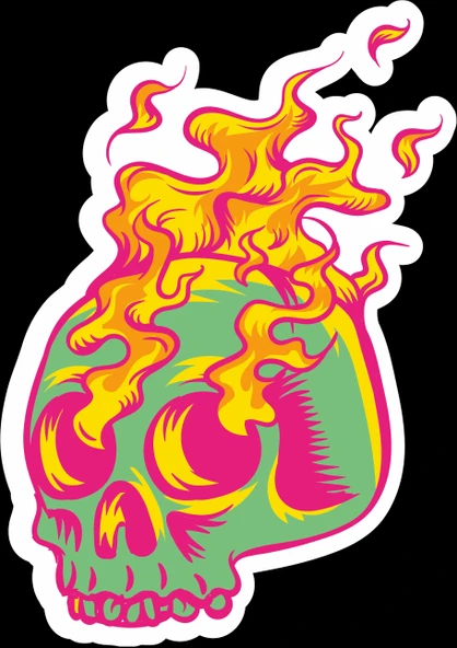 Alevli Kurukafa Sticker 10x10 cmRenkli Sticker ürün görseli 1