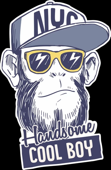 Hand Some Cool Guy Sticker 10x10 cmRenkli Sticker ürün görseli 1