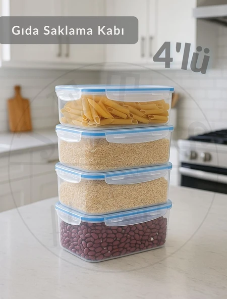4'lü Vakumlu Saklama Kabı Seti Hava Almaz BPA Free Kilitlenebilir Gıda Erzak Kabı 4 L ürün görseli 1