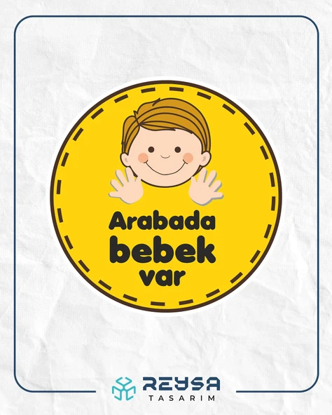 Arabada Bebek Var Sticker 4 10x10 cmRenkli Sticker ürün görseli 1