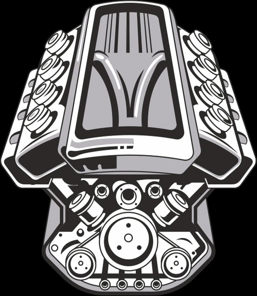 Araba Motoru 8 Sticker 10x10 cmRenkli Sticker ürün görseli 1