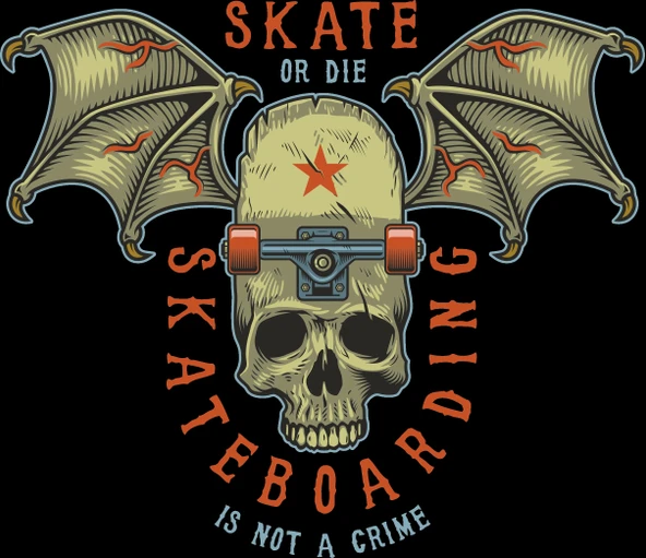 skate sticker 25 10x10 cmRenkli Sticker ürün görseli 1